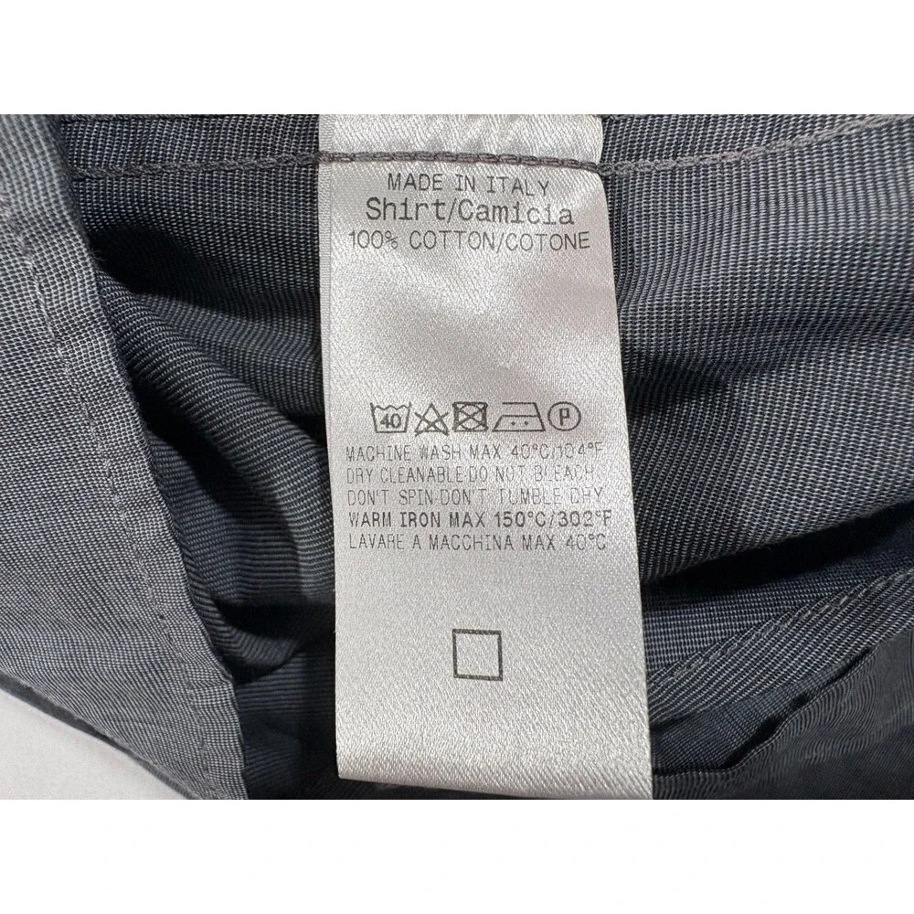 Gucci Mens Gray Shirt Long Sleeve Cotton Sharkfin Button Dress Sz 15.5 ITALY